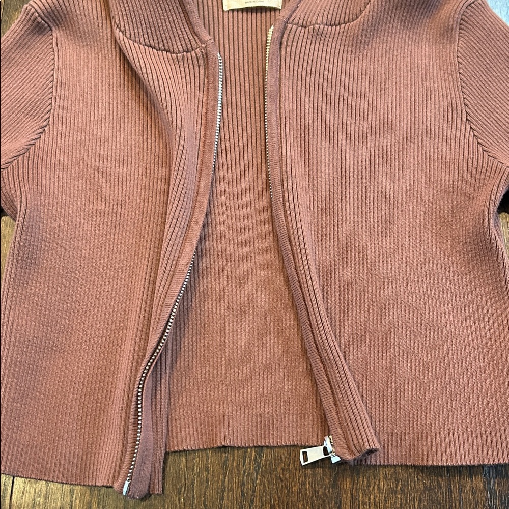 Audrey 3+1 Women’s Mauve Cropped Zip-Up Hoodie Size Small - Picture 7 of 9